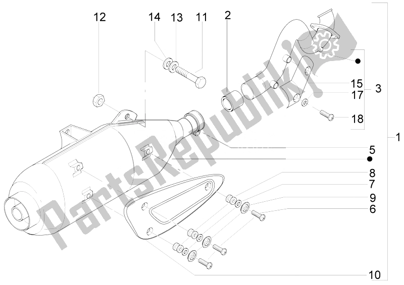 Todas las partes para Silenciador de Gilera Runner 200 ST 4T E3 2008