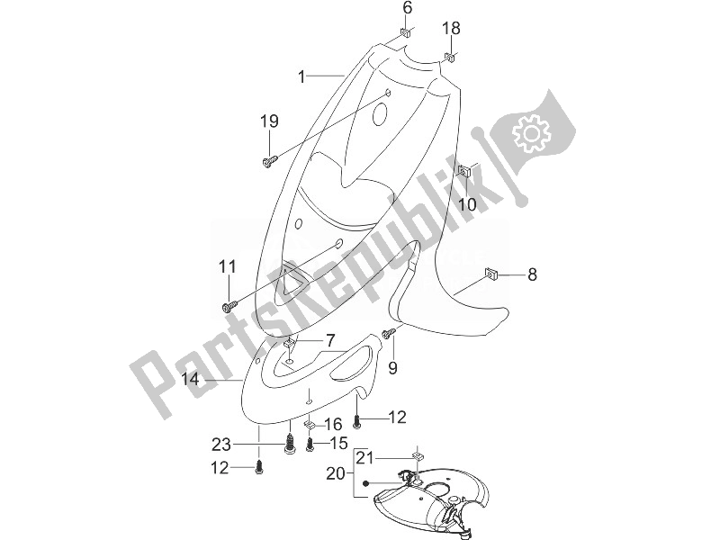 Tutte le parti per il Scudo Anteriore del Gilera Stalker 50 2007