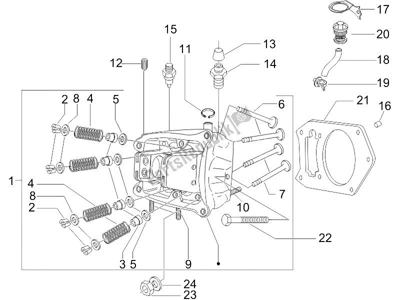 Tutte le parti per il Unità Principale - Valvola del Gilera Fuoco 500 E3 2007