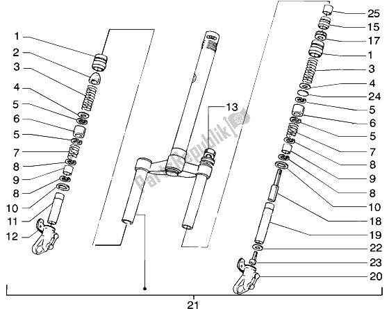 All parts for the Front Fork of the Gilera Runner 50 Purejet 1998