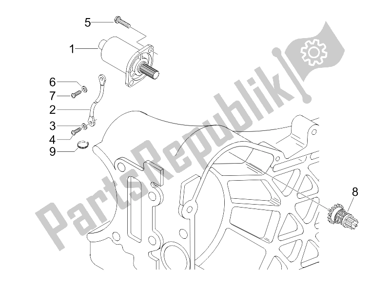 All parts for the Stater - Electric Starter of the Gilera Runner 50 Pure JET Race 2005