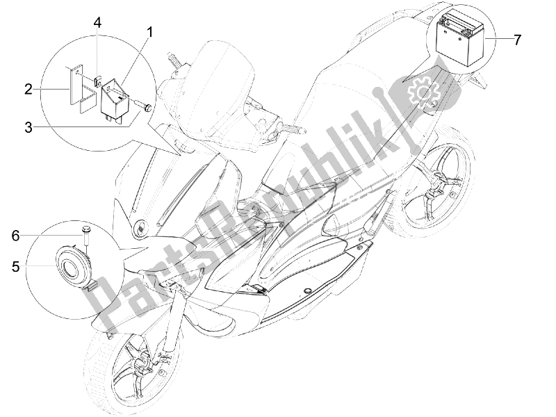 Toutes les pièces pour le Télécommandes - Batterie - Klaxon du Gilera Runner 125 ST 4T E3 2008