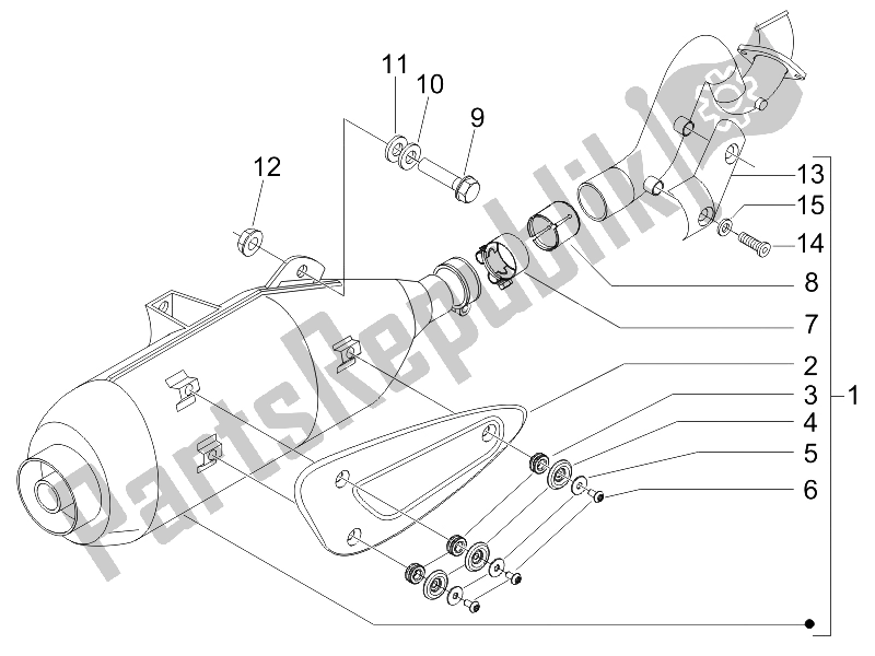 Toutes les pièces pour le Silencieux du Gilera Runner 200 VXR 4T Race E3 UK 2006