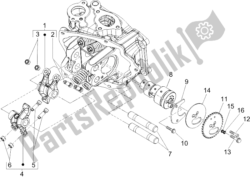 All parts for the Rocking Levers Support Unit of the Gilera Runner 125 VX 4T SC E3 UK 2006