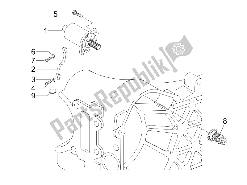 All parts for the Stater - Electric Starter of the Gilera Runner 50 Pure JET SC UK 2005