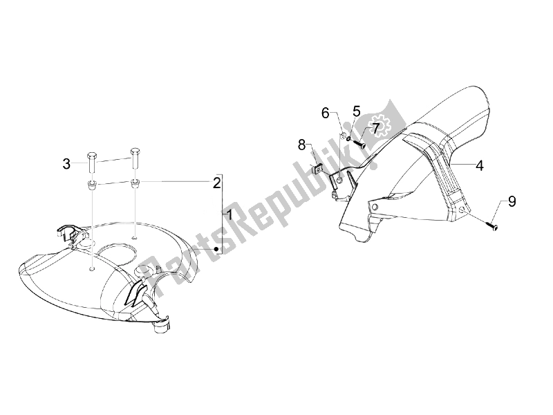 Toutes les pièces pour le Logement De Roue - Garde-boue du Gilera Stalker Naked UK 50 2008