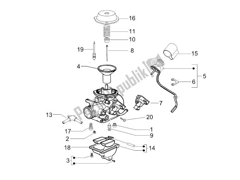 Toutes les pièces pour le Composants Du Carburateur du Gilera Nexus 125 E3 2007