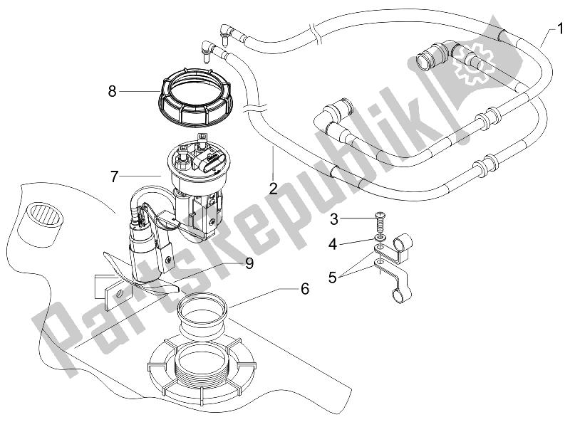 Todas as partes de Sistema De Abastecimento do Gilera Nexus 500 E3 2006