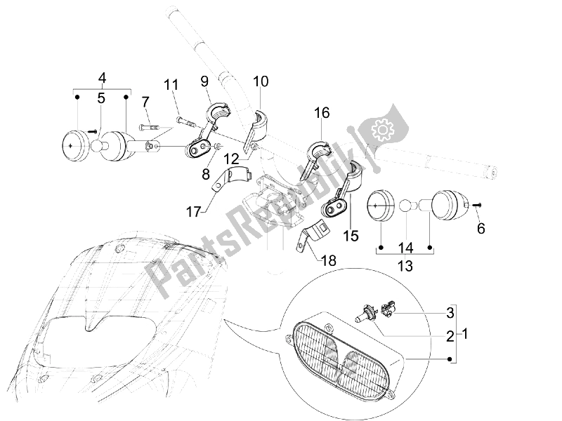 All parts for the Front Headlamps - Turn Signal Lamps of the Gilera Stalker Naked UK 50 2008