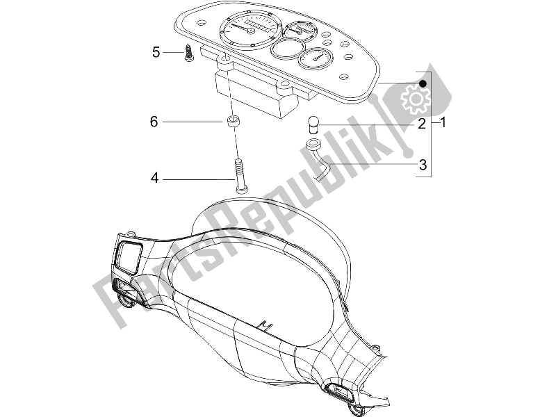 Tutte le parti per il Quadro Strumenti-quadro Comandi del Gilera Storm 50 UK 2007