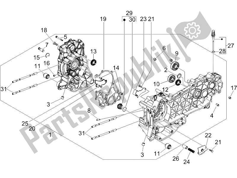 All parts for the Crankcase of the Gilera Runner 200 VXR 4T Race 2005