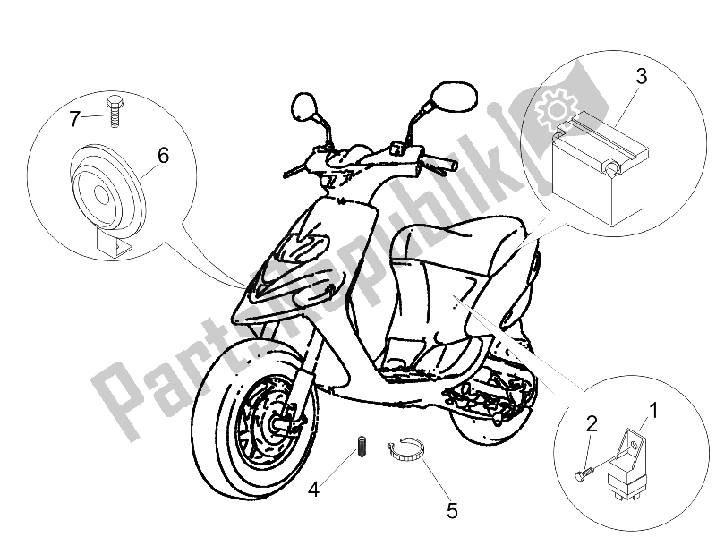 Toutes les pièces pour le Télécommandes - Batterie - Klaxon du Gilera Stalker Special Edition 50 2007