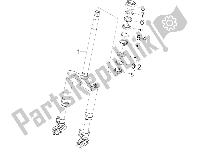 All parts for the Fork/steering Tube - Steering Bearing Unit of the Gilera Runner 50 SP SC 2006