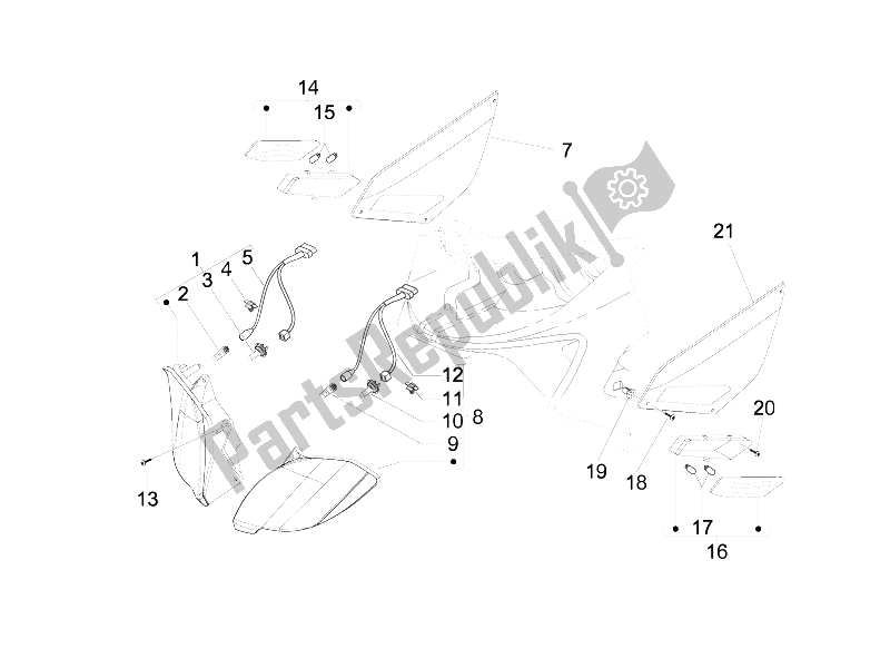 All parts for the Front Headlamps - Turn Signal Lamps of the Gilera Nexus 125 IE E3 2009