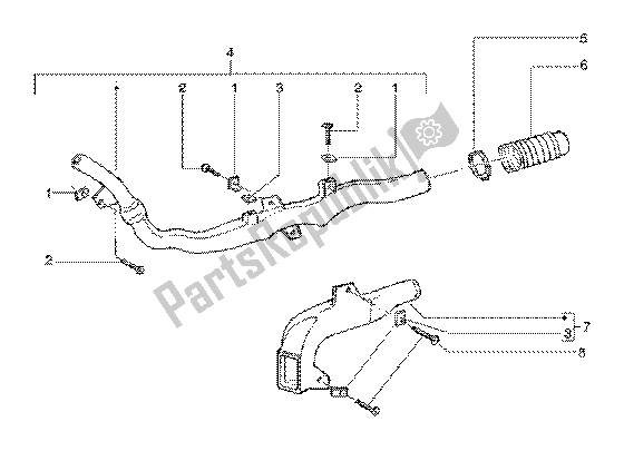 All parts for the Belt Cooling Tube-iintake Tube of the Gilera Runner 180 FXR 2T 1998