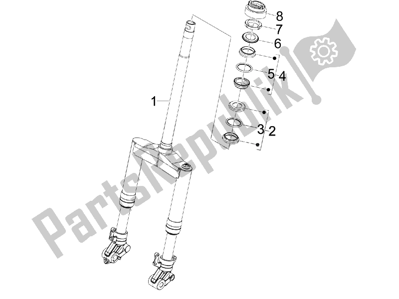 All parts for the Fork/steering Tube - Steering Bearing Unit of the Gilera Runner 50 SP 2010