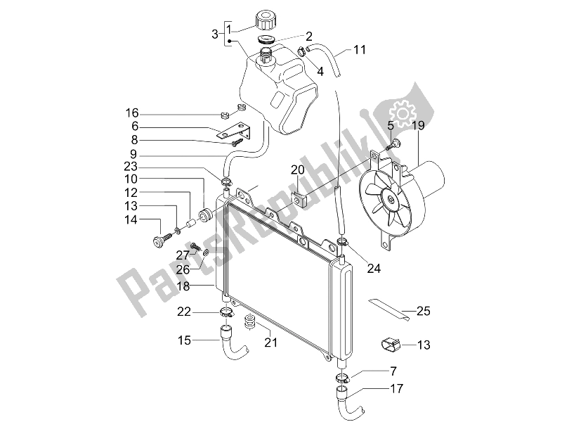 Toutes les pièces pour le Système De Refroidissement du Gilera Nexus 500 E3 2006