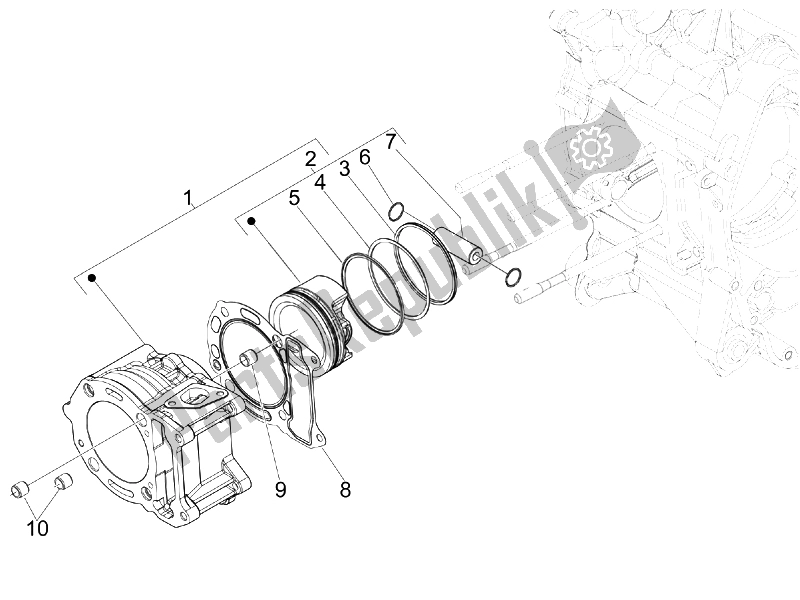 Toutes les pièces pour le Unité Cylindre-piston-axe De Poignet du Gilera Nexus 125 IE E3 2008