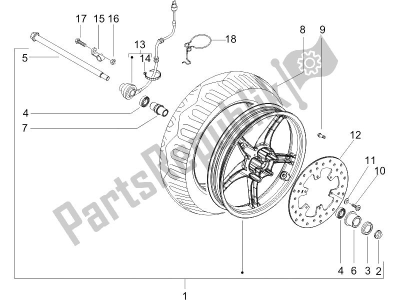 Toutes les pièces pour le Roue Avant du Gilera Runner 125 VX 4T E3 UK 2006