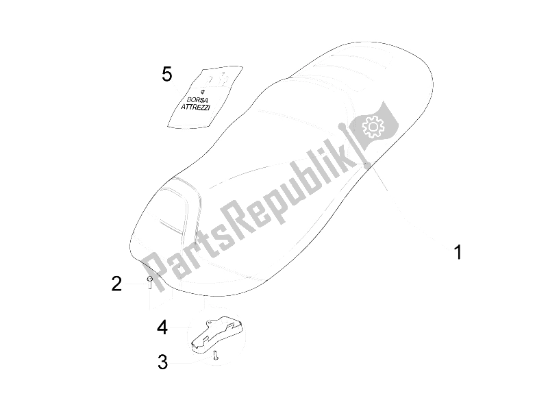 All parts for the Saddle/seats of the Gilera Fuoco 500 4T 4V IE E3 LT 2013