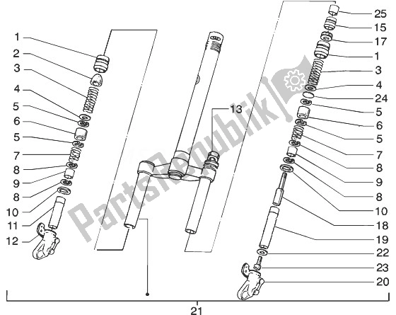 Toutes les pièces pour le Fourche Avant du Gilera Runner 50 Pure JET 1998