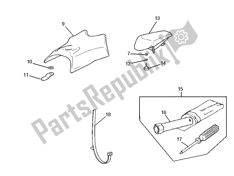 Toutes les pièces pour le Selle / Sièges - Rouleau D'outils du Gilera SC 125 2006