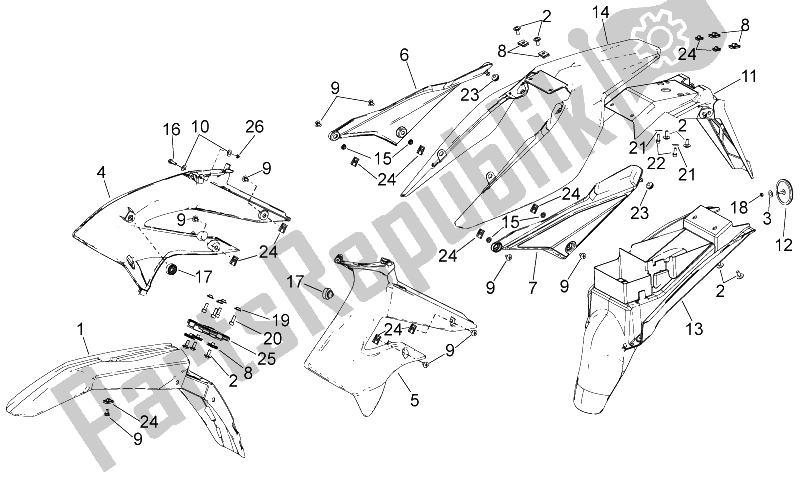 Tutte le parti per il Corpo del Gilera RCR 50 2013