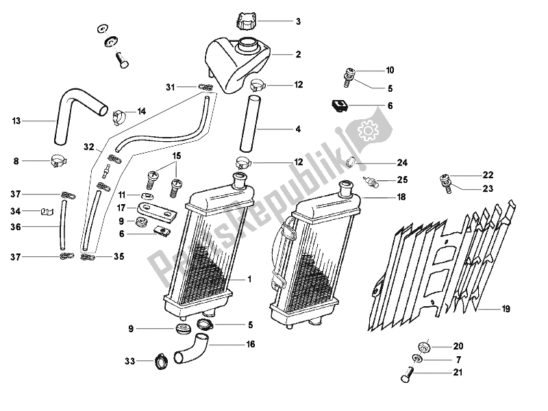 All parts for the Cooling System of the Gilera RCR 50 2006