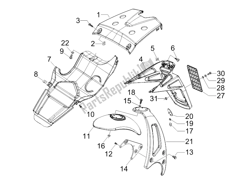 All parts for the Rear Cover - Splash Guard of the Gilera Runner 50 Pure JET SC UK 2005