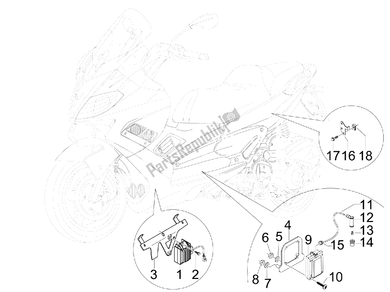 Toutes les pièces pour le Régulateurs De Tension - Unités De Commande électronique (ecu) - H. T. Bobine du Gilera Nexus 300 IE E3 2008