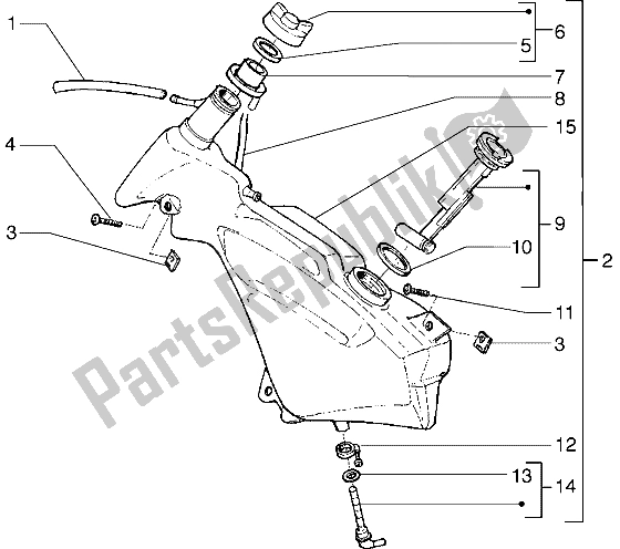 All parts for the Fuel Tank of the Gilera Runner 50 1998