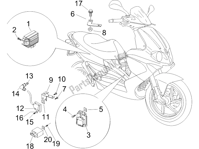 Toutes les pièces pour le Régulateurs De Tension - Unités De Commande électronique (ecu) - H. T. Bobine du Gilera Runner 200 VXR 4T Race E3 UK 2006