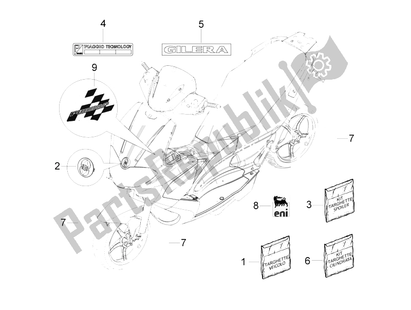 Toutes les pièces pour le Plaques - Emblèmes du Gilera Runner 50 SP 2010