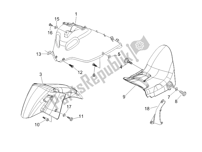 Toutes les pièces pour le Logement De Roue - Garde-boue du Gilera Nexus 250 SP E3 2006