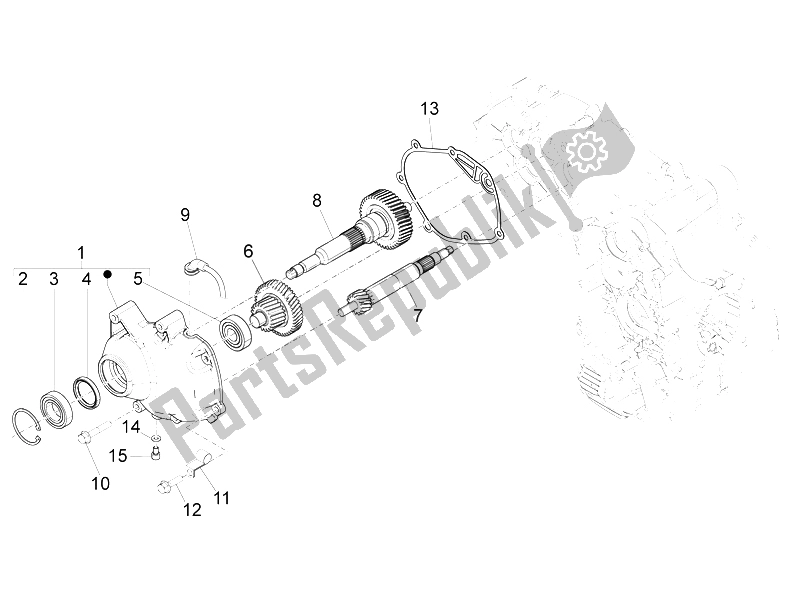 Todas las partes para Unidad De Reducción de Gilera Fuoco 500 4T 4V IE E3 LT 2013