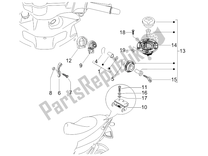 Toutes les pièces pour le Serrures du Gilera Runner 50 Pure JET SC UK 2005