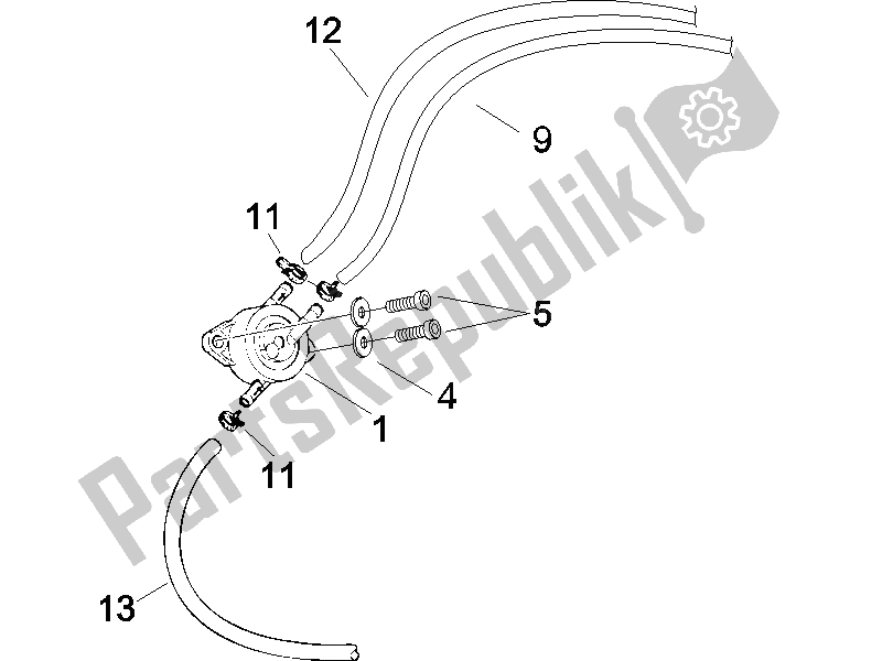 All parts for the Supply System of the Gilera Runner 50 SP UK 2005