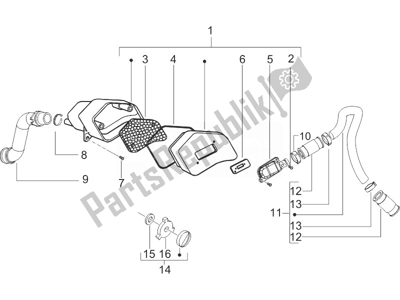 Toutes les pièces pour le Boîte à Air Secondaire du Gilera Stalker 50 2007