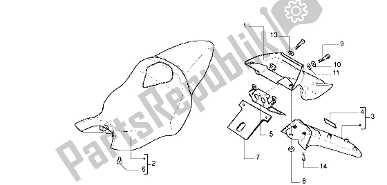 All parts for the Saddle-tail of the Gilera DNA 50 1998