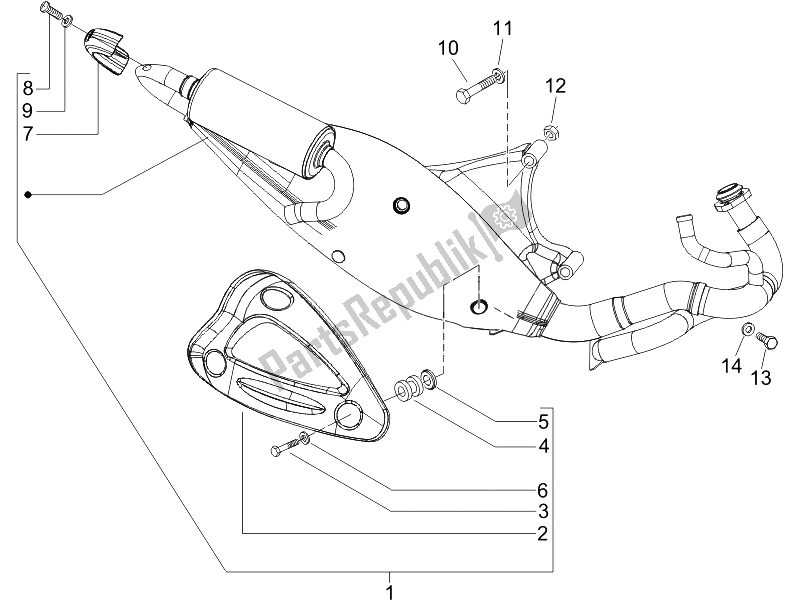 All parts for the Silencer of the Gilera Runner 50 SP 2008