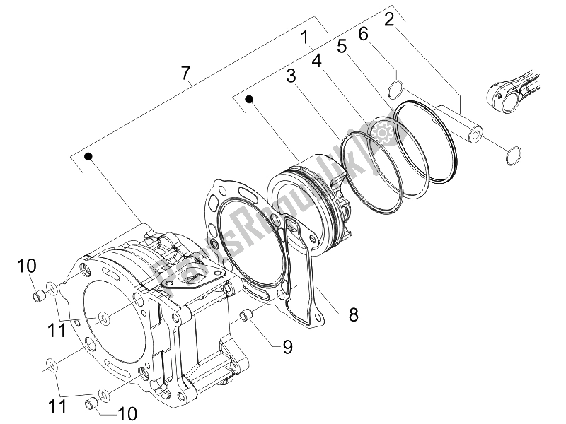 Toutes les pièces pour le Unité Cylindre-piston-axe De Poignet du Gilera Nexus 250 SP E3 UK 2006