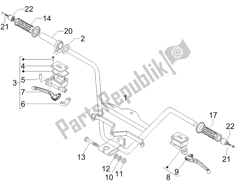 All parts for the Handlebars - Master Cil. Of the Gilera Nexus 500 E3 2006