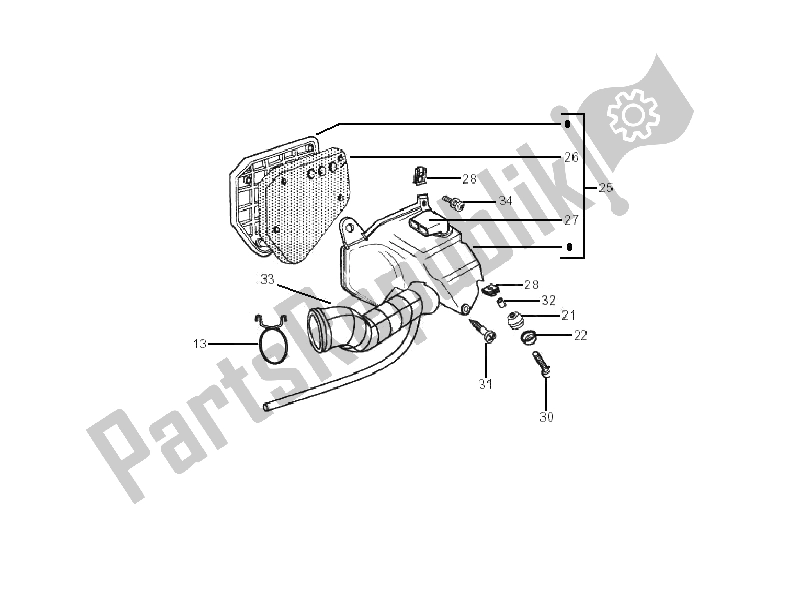 All parts for the Air Filter of the Gilera SMT 50 2006