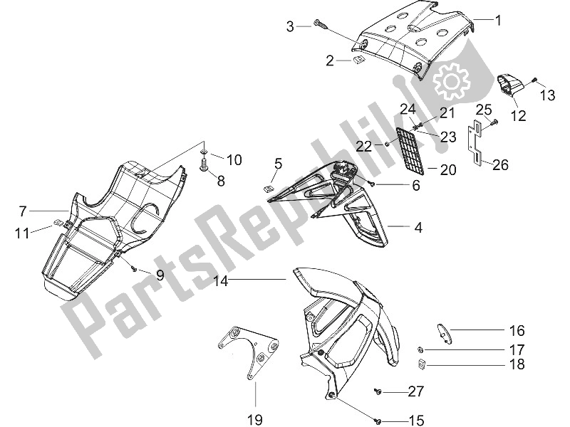 Toutes les pièces pour le Capot Arrière - Protection Contre Les éclaboussures du Gilera Runner 200 VXR 4T 2005