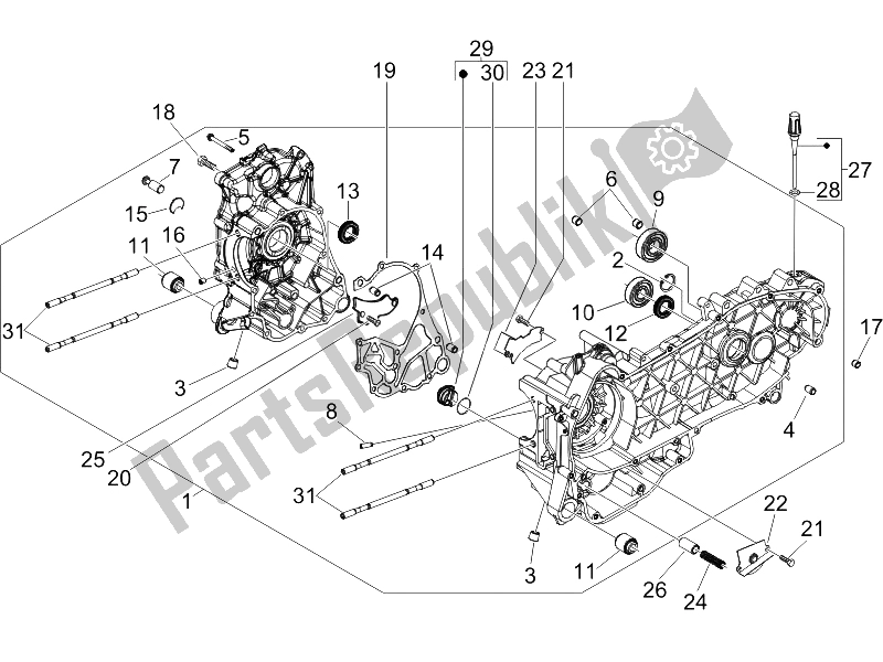 Toutes les pièces pour le Carter du Gilera Runner 200 VXR 4T E3 2006