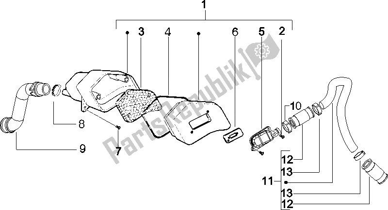 All parts for the Secondary Air Box of the Gilera Runner 50 SP 2007