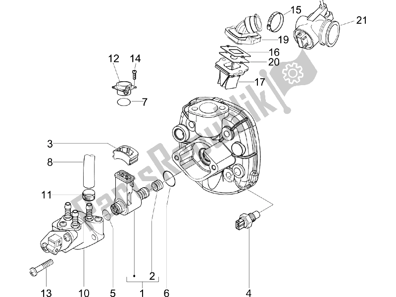 Tutte le parti per il Corpo Farfallato - Iniettore - Raccordo del Gilera Runner 50 Pure JET 2010