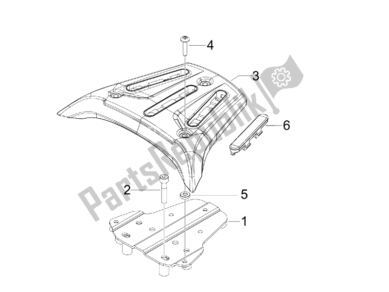 All parts for the Rear Luggage Rack of the Gilera Runner 125 ST 4T E3 2008