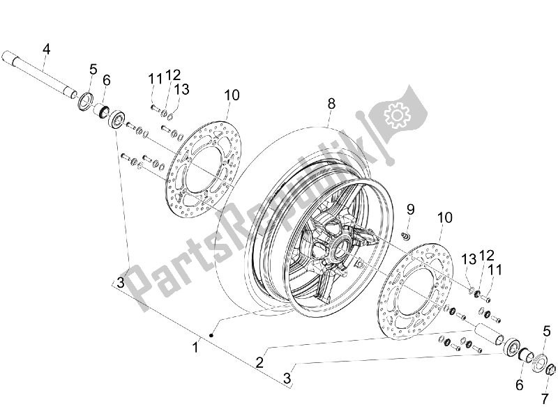 Todas las partes para Rueda Delantera de Gilera GP 800 2009