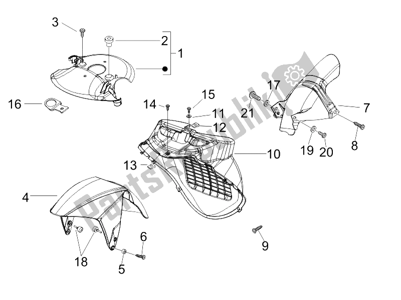 Todas las partes para Carcasa De La Rueda - Guardabarros de Gilera Runner 200 VXR 4T E3 2006